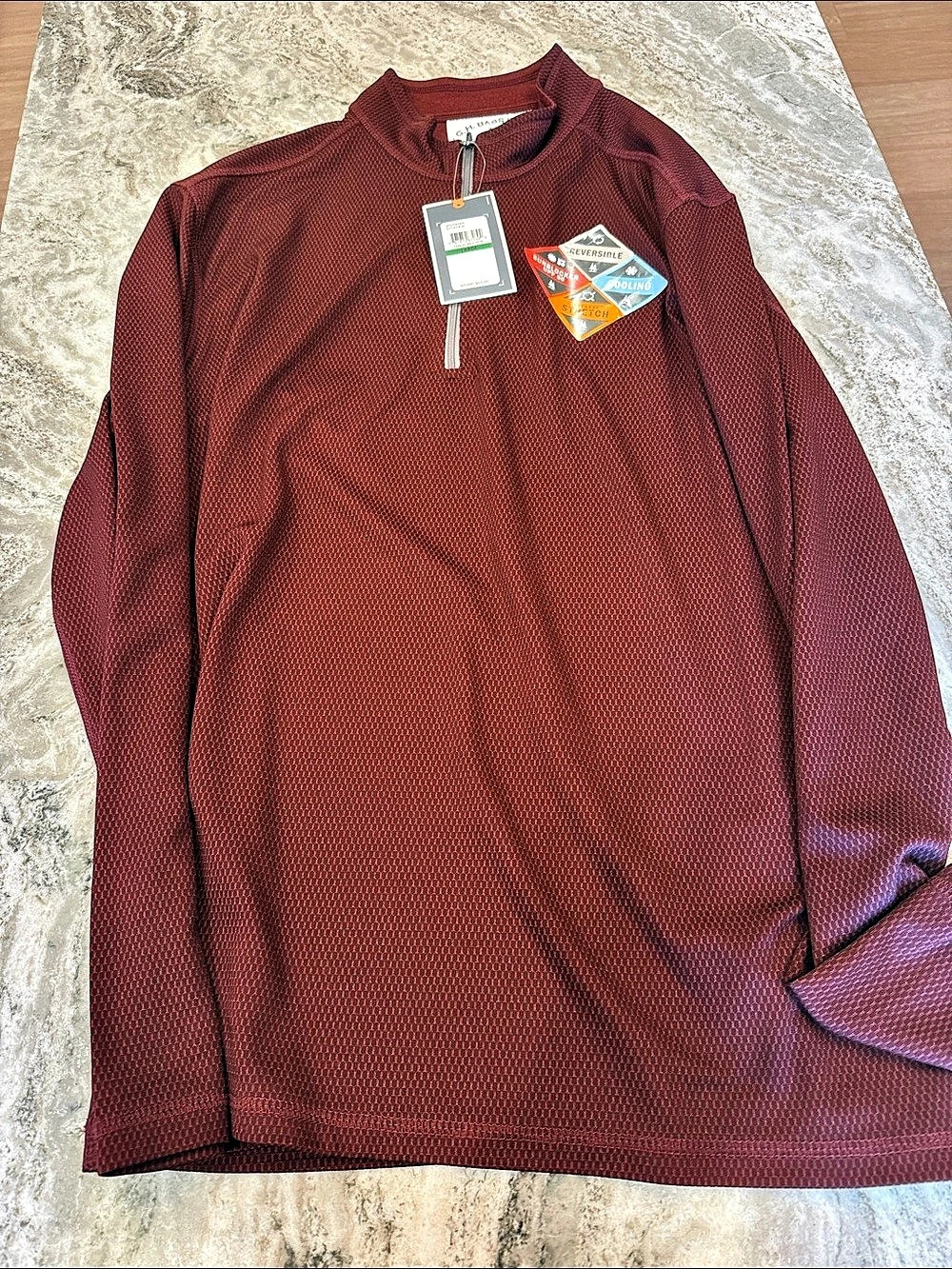 G.H. Bass & Co. Long Sleeve Quarter Zip Top in MaroonLarge NWT